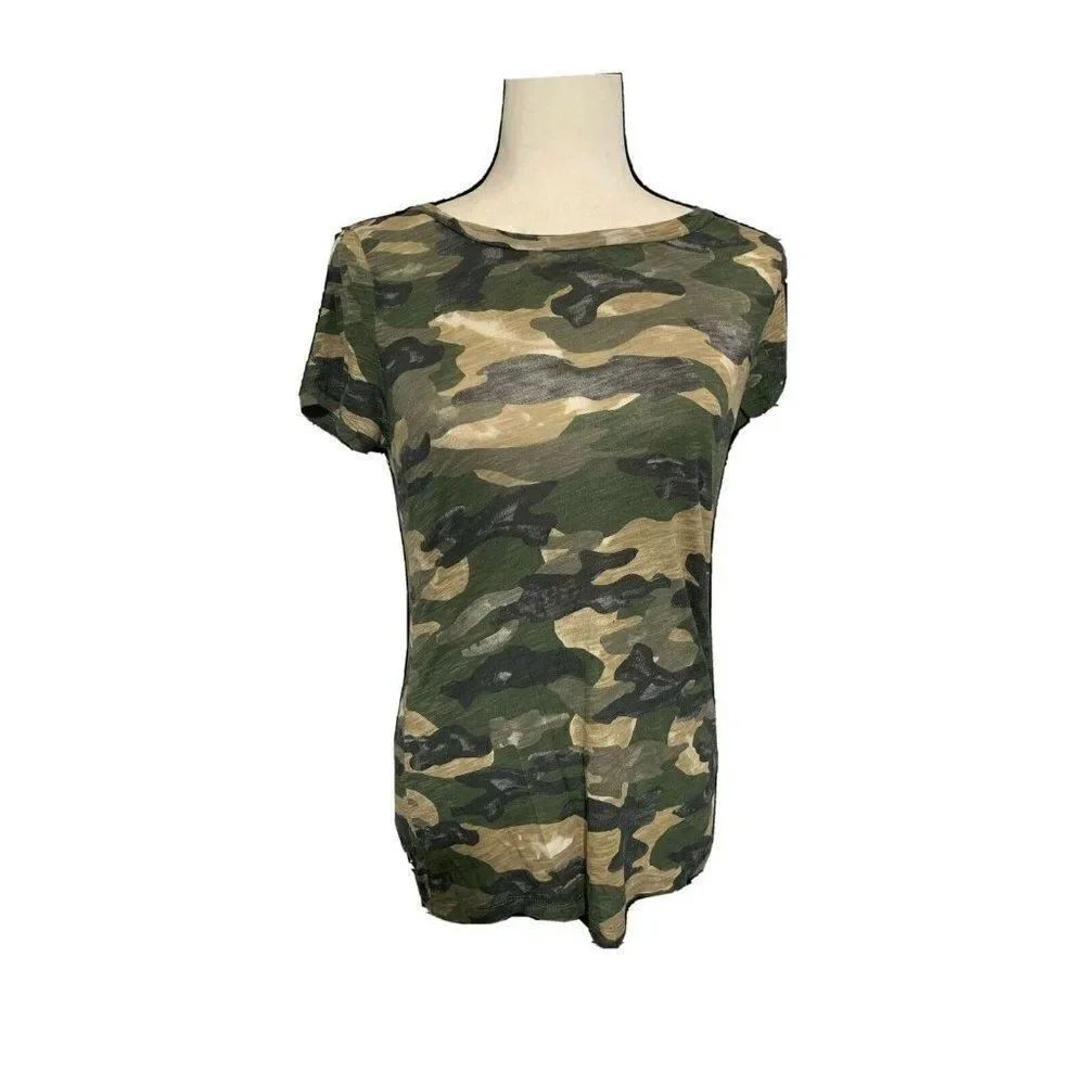 j crew womens green brown Cameo short sleeve cotton short sleeve t shirt Small